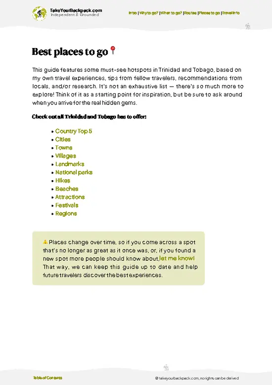 example page 5 from our offline Travel Guide for Trinidad and Tobago